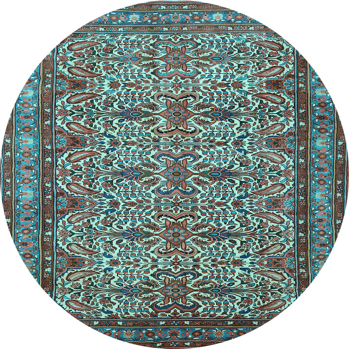 Round Persian Light Blue Traditional Rug, tr1360lblu