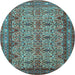 Round Persian Light Blue Traditional Rug, tr1360lblu