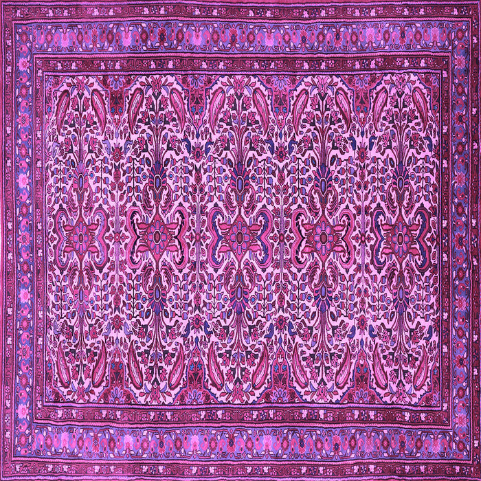 Square Machine Washable Persian Purple Traditional Area Rugs, wshtr1360pur