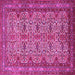 Square Machine Washable Persian Pink Traditional Rug, wshtr1360pnk