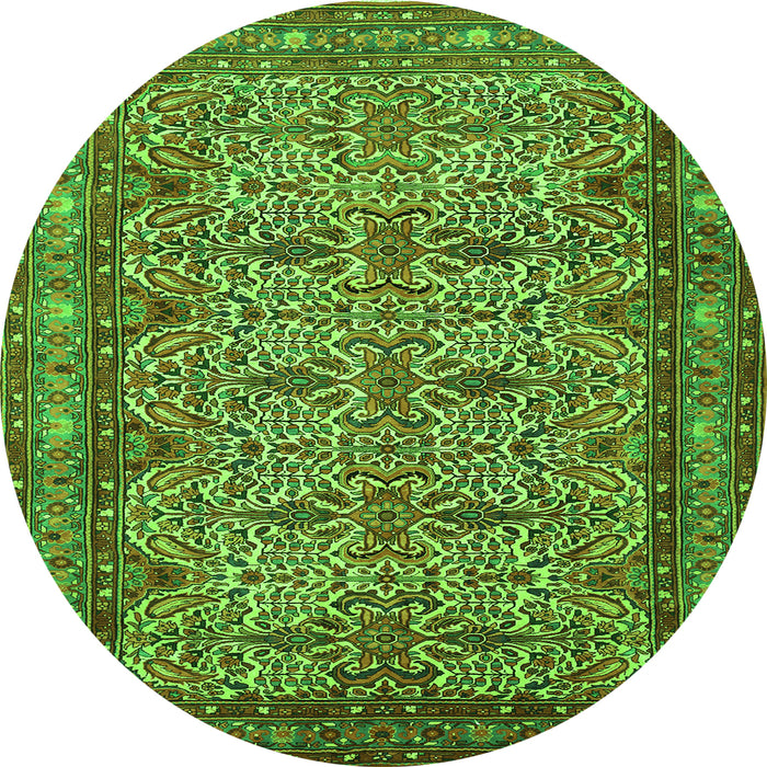 Square Persian Green Traditional Rug, tr1360grn