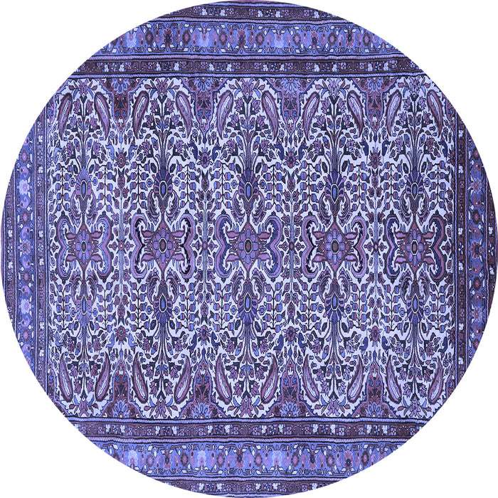 Round Persian Blue Traditional Rug, tr1360blu