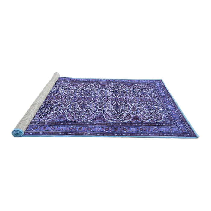 Sideview of Machine Washable Persian Blue Traditional Rug, wshtr1360blu