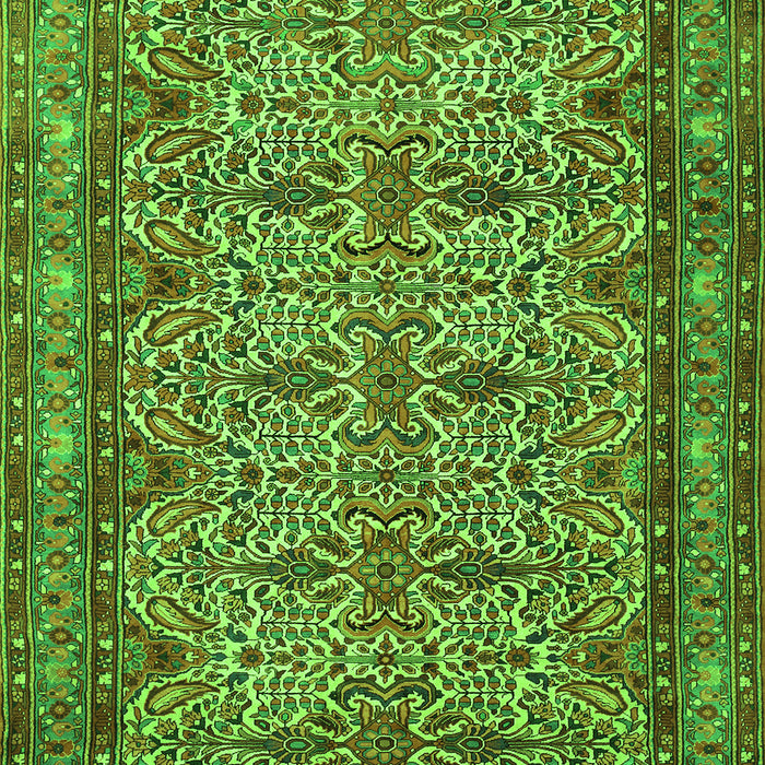 Serging Thickness of Machine Washable Persian Green Traditional Area Rugs, wshtr1360grn