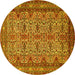 Round Persian Yellow Traditional Rug, tr1360yw