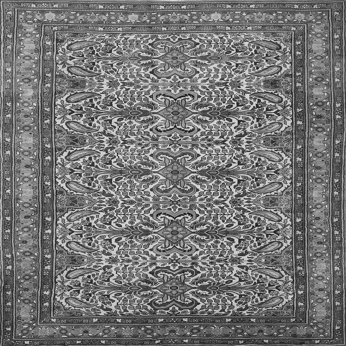 Round Machine Washable Persian Gray Traditional Rug, wshtr1360gry
