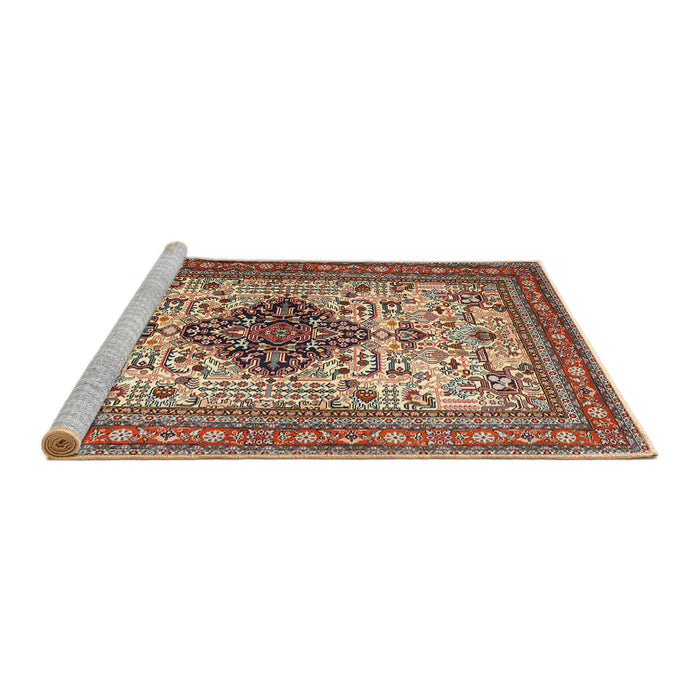 Sideview of Machine Washable Traditional Saffron Red Rug, wshtr1361
