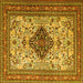 Square Persian Yellow Traditional Rug, tr1361yw