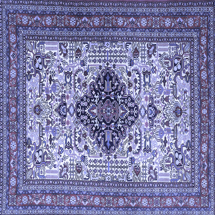 Square Machine Washable Persian Blue Traditional Rug, wshtr1361blu