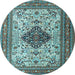 Round Machine Washable Persian Light Blue Traditional Rug, wshtr1361lblu