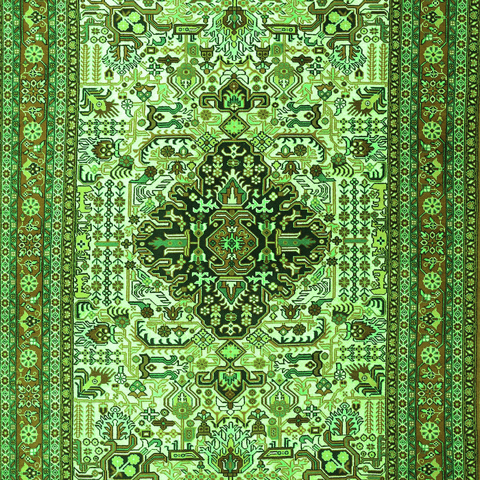 Serging Thickness of Machine Washable Persian Green Traditional Area Rugs, wshtr1361grn