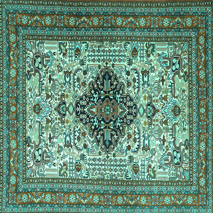 Square Persian Turquoise Traditional Rug, tr1361turq
