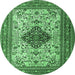 Round Persian Emerald Green Traditional Rug, tr1361emgrn
