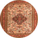 Square Persian Orange Traditional Rug, tr1361org