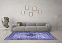 Machine Washable Persian Blue Traditional Rug, wshtr1361blu