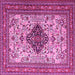 Square Machine Washable Persian Pink Traditional Rug, wshtr1361pnk