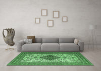 Machine Washable Persian Emerald Green Traditional Rug, wshtr1361emgrn