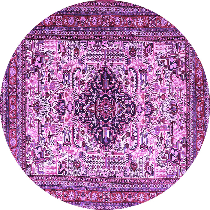 Round Persian Purple Traditional Rug, tr1361pur