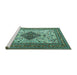 Sideview of Machine Washable Persian Turquoise Traditional Area Rugs, wshtr1361turq