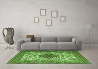 Machine Washable Persian Green Traditional Rug, wshtr1361grn