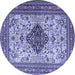 Round Machine Washable Persian Blue Traditional Rug, wshtr1361blu