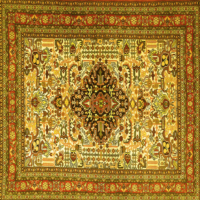 Square Machine Washable Persian Yellow Traditional Rug, wshtr1361yw