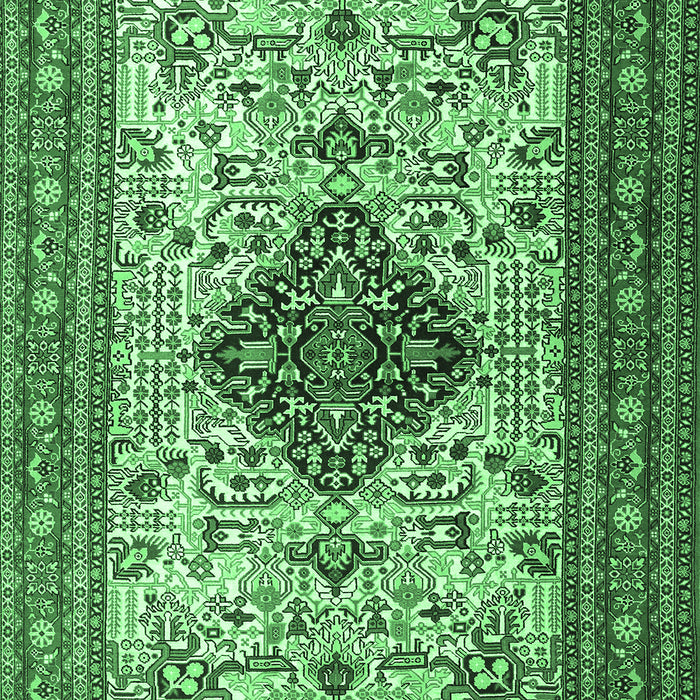 Machine Washable Persian Emerald Green Traditional Area Rugs, wshtr1361emgrn