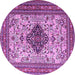 Round Machine Washable Persian Purple Traditional Area Rugs, wshtr1361pur