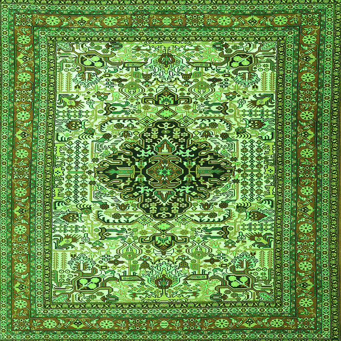 Round Machine Washable Persian Green Traditional Area Rugs, wshtr1361grn
