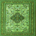 Round Machine Washable Persian Green Traditional Area Rugs, wshtr1361grn