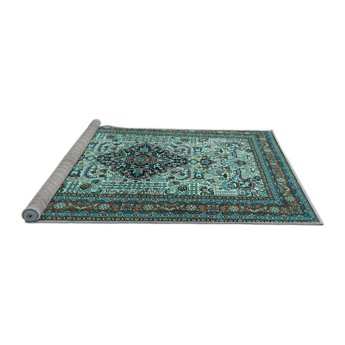 Sideview of Machine Washable Persian Light Blue Traditional Rug, wshtr1361lblu