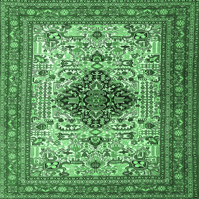 Square Machine Washable Persian Emerald Green Traditional Area Rugs, wshtr1361emgrn