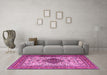 Machine Washable Persian Pink Traditional Rug in a Living Room, wshtr1361pnk