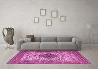 Machine Washable Persian Pink Traditional Rug, wshtr1361pnk