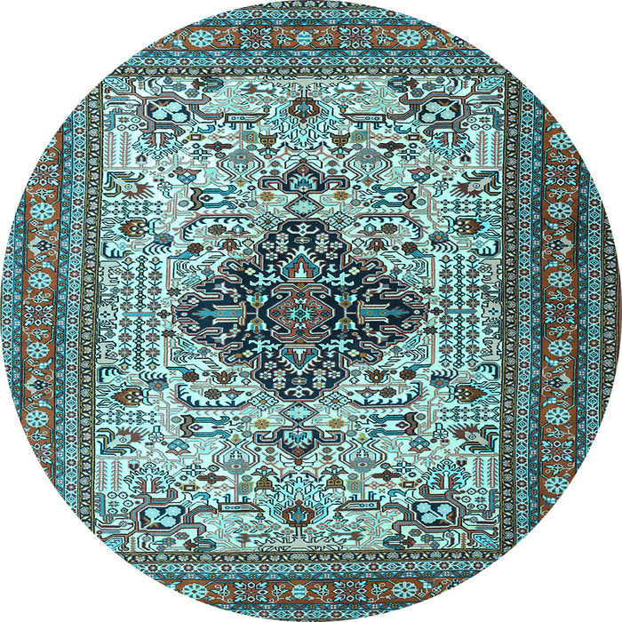 Round Persian Light Blue Traditional Rug, tr1361lblu