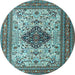 Round Persian Light Blue Traditional Rug, tr1361lblu