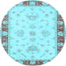 Round Oriental Light Blue Traditional Rug, tr1362lblu