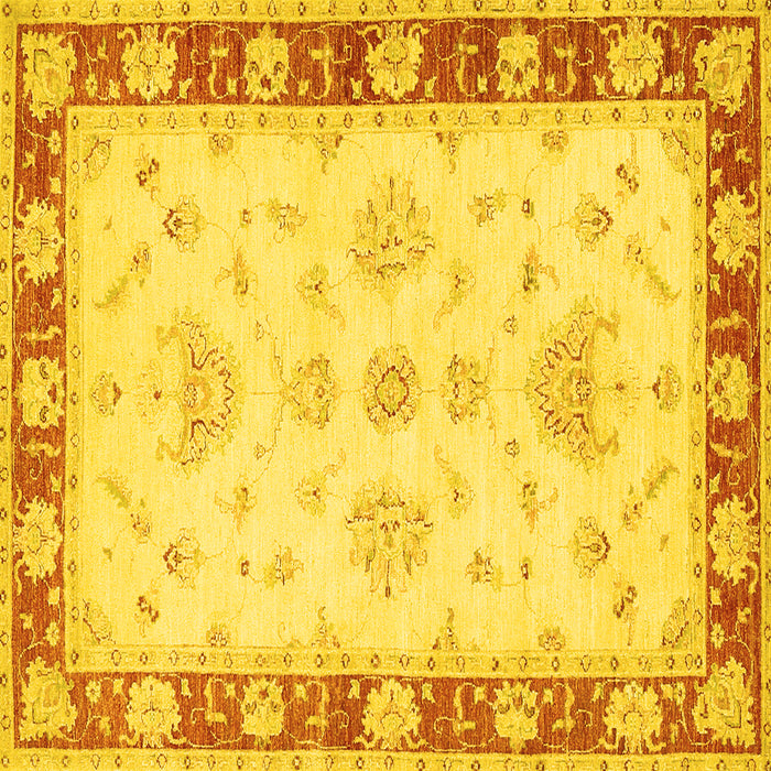 Square Machine Washable Oriental Yellow Traditional Rug, wshtr1362yw