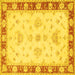 Square Machine Washable Oriental Yellow Traditional Rug, wshtr1362yw