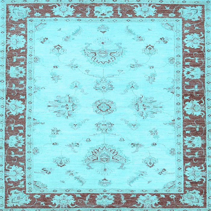 Square Machine Washable Oriental Light Blue Traditional Rug, wshtr1362lblu