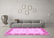 Machine Washable Oriental Pink Traditional Rug in a Living Room, wshtr1362pnk