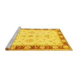 Sideview of Machine Washable Oriental Yellow Traditional Rug, wshtr1362yw