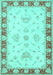 Machine Washable Oriental Turquoise Traditional Area Rugs, wshtr1362turq