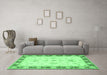 Machine Washable Oriental Emerald Green Traditional Area Rugs in a Living Room,, wshtr1362emgrn