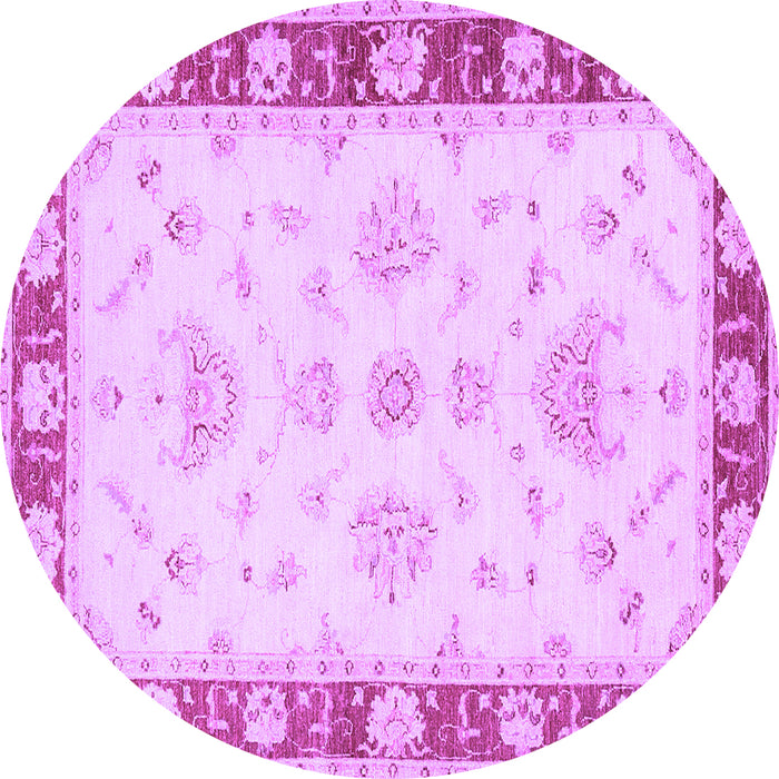 Round Oriental Purple Traditional Rug, tr1362pur