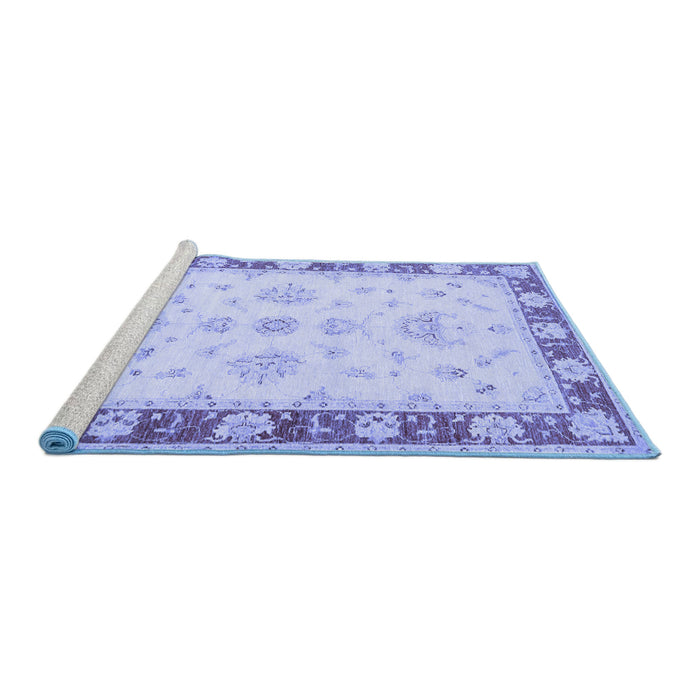 Sideview of Machine Washable Oriental Blue Traditional Rug, wshtr1362blu