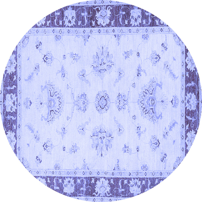 Round Machine Washable Oriental Blue Traditional Rug, wshtr1362blu