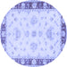 Round Machine Washable Oriental Blue Traditional Rug, wshtr1362blu