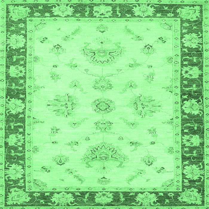Square Machine Washable Oriental Emerald Green Traditional Area Rugs, wshtr1362emgrn