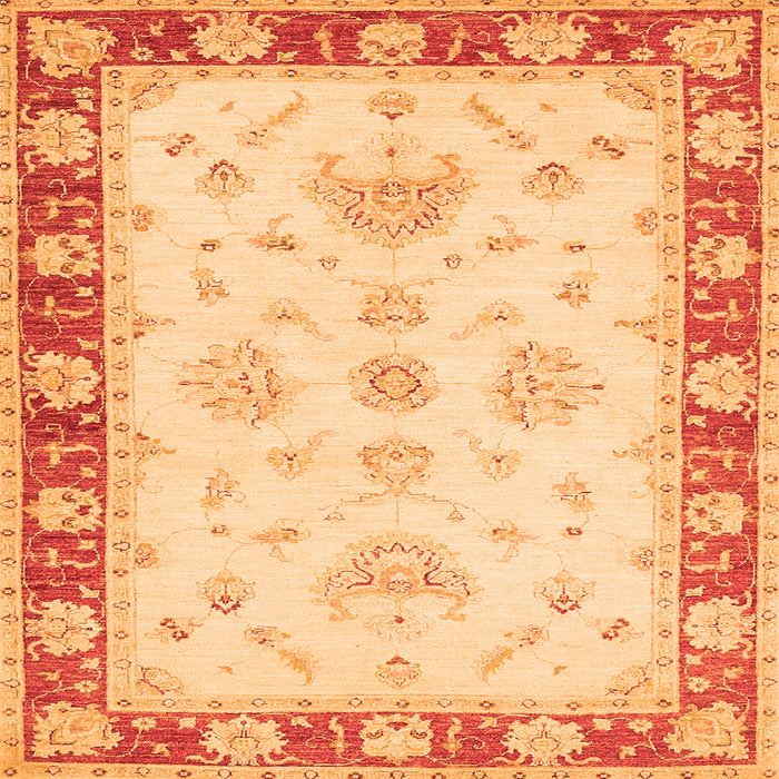Round Machine Washable Oriental Orange Traditional Area Rugs, wshtr1362org